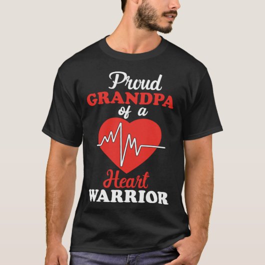 Grandpa Congenital Heart Defect Warrior CHD Awaren T-Shirt (Vorderseite)