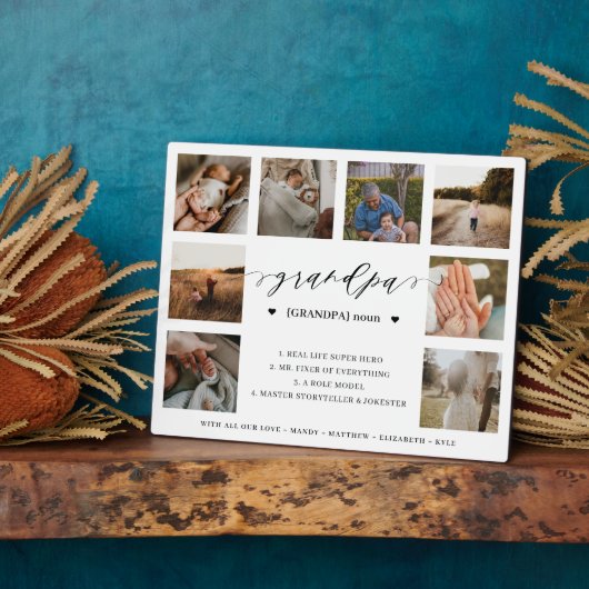 Grandpa Definition Script Foto Collage Keepsake Fotoplatte (Seite)