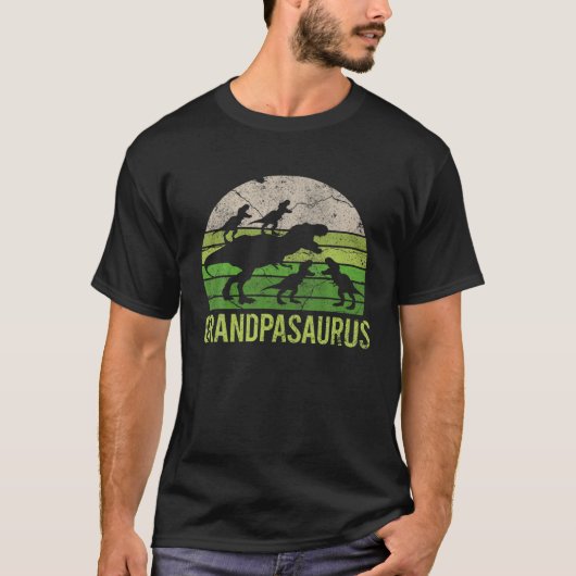 Grandpa Dinosaur Dad Gift Tee Funny 4 Four Kid Gra (Vorderseite)