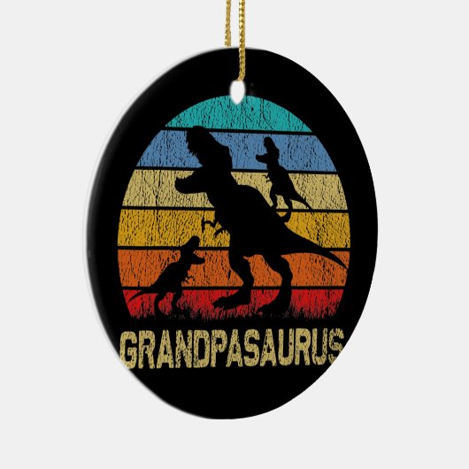 Grandpa Dinosaurier T Rex Grandpasaurus 2 Kinder Keramik Ornament (Rechts)