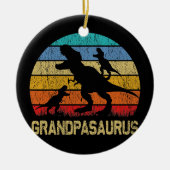 Grandpa Dinosaurier T Rex Grandpasaurus 2 Kinder Keramik Ornament (Vorne)