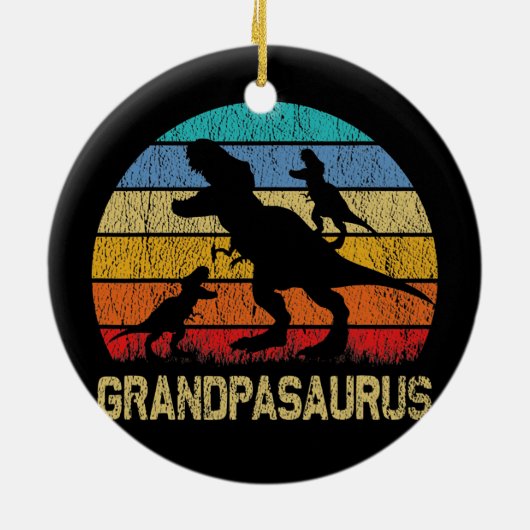 Grandpa Dinosaurier T Rex Grandpasaurus 2 Kinder Keramik Ornament (Hinten)