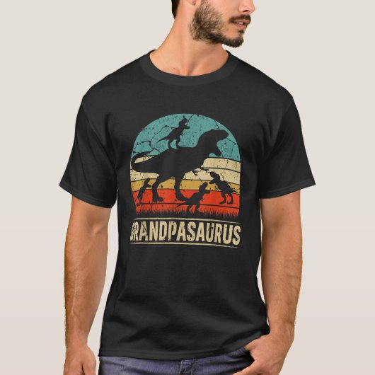 Grandpa Dinosaurier T Rex Grandpasaurus 4 Kinder F T-Shirt (Vorderseite)
