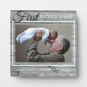 Grandpa Erste Vatertag Foto Rustikales graues Holz Fotoplatte (Vorderseite)