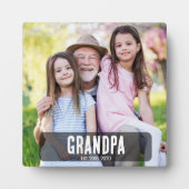 Grandpa Est. White grunge script photo Fotoplatte (Vorderseite)