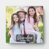 Grandpa Est. White script photo Fotoplatte (Vorderseite)