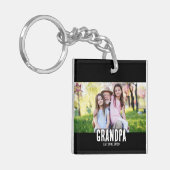 Grandpa Est. White script photo Schlüsselanhänger (Vorderseite links)