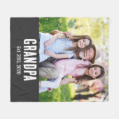 Grandpa Established White Script Photo Fleecedecke (Vorderseite (Horizontal))
