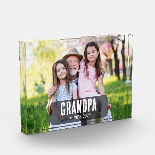 Grandpa Established White Script Photo Fotoblock (Links)