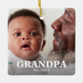 GRANDPA Established Year Photo Ceramic Ornament (Vorderseite)