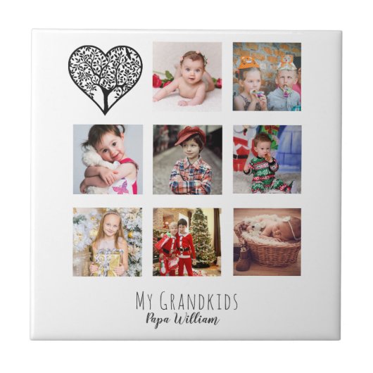 GRANDPA FOTO COLLAGE GIFT PROUD GRANDAD FLIESE (Vorderseite)