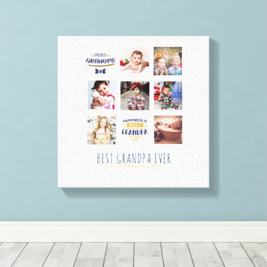 GRANDPA FOTO COLLAGE GIFT Proud Papa Pops Grampen Leinwanddruck (Insitu (Holzboden))