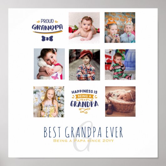 GRANDPA FOTO COLLAGE GIFT Proud Papa Pops Grampen Poster (Vorne)