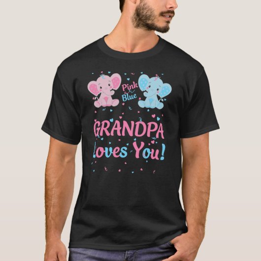 Grandpa Gender Reveal Elephant Pink or Blue Matchi T-Shirt (Vorderseite)