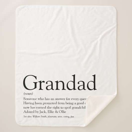 Grandpa Grand Papa Zitat zum Schwarzen und Weißen  Sherpadecke (Vorderseite)