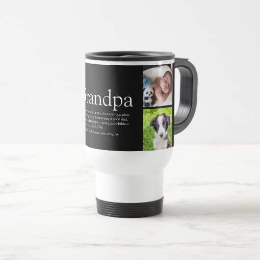 Grandpa Grandad Papa Collage Fun Schwarz Reisebecher (VorderseiteRechts)
