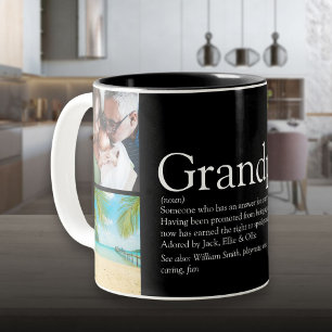 Grandpa Grandad Papa Definition 4 Photo Black Zweifarbige Tasse
