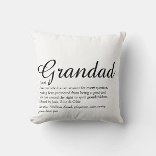 Grandpa, Grandad, Papa Definition Modern Script Kissen