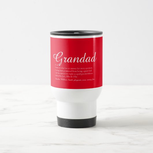 Grandpa Grandad Papa Definition Script Fun Red Reisebecher (Mittel)