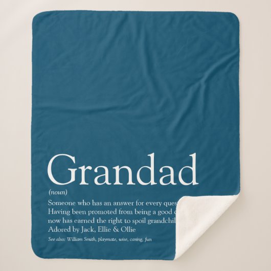 Grandpa Grandad Papa Modern Blue Fun Zitat Sherpadecke (Vorderseite)