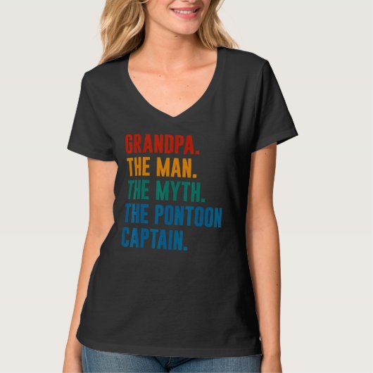Grandpa Man Myth Pontoon Captain  Grandfather Pont T-Shirt (Vorderseite)