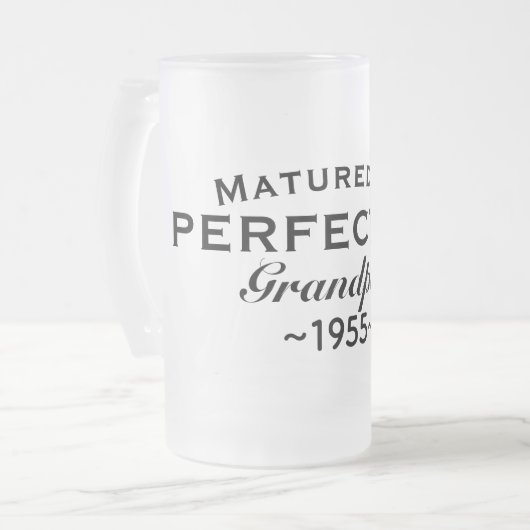 Grandpa "Matured to perfection" Name Year Frosted Mattglas Bierglas (Vorderseite Links)