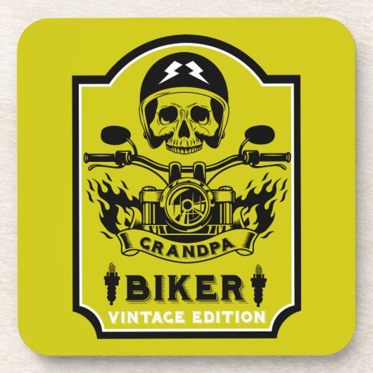 Grandpa Motorradfahrer Getränkeuntersetzer (Vorderseite)
