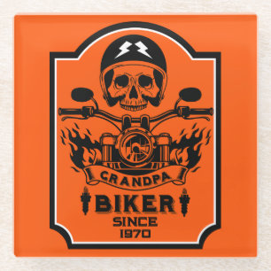 Grandpa Motorradfahrer Glasuntersetzer
