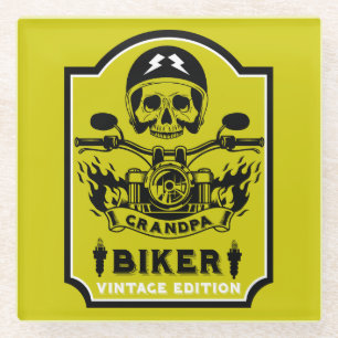 Grandpa Motorradfahrer Glasuntersetzer