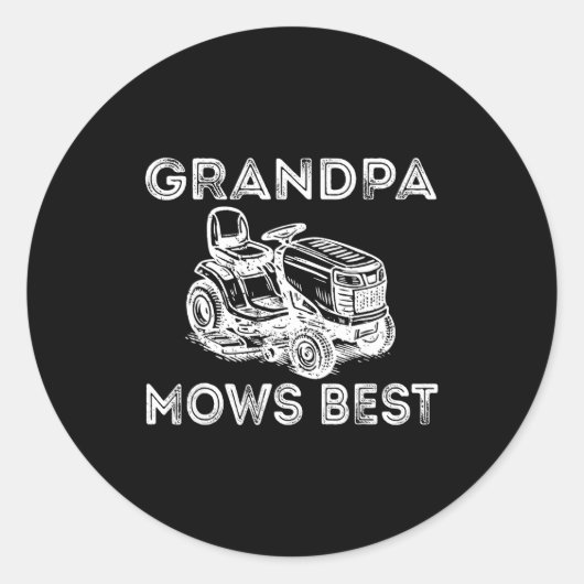Grandpa Mows Funny Lawn Mower Father's Day Papa Runder Aufkleber (Vorderseite)