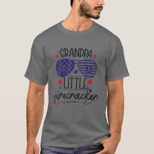 Grandpa Of A Little Firecracker 4Th Of July Family T-Shirt