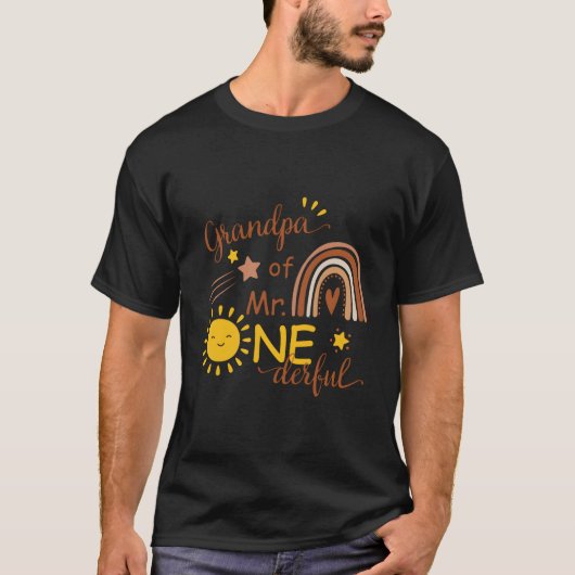Grandpa Of Mr One-Derful Py Boho Sun 1St T-Shirt (Vorderseite)
