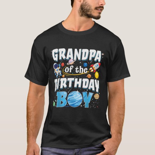 Grandpa Of The Birthday Boy Astronaut Family Space T-Shirt (Vorderseite)