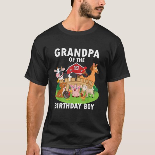 Grandpa Of The Birthday Boy Farm Animals Matching T-Shirt (Vorderseite)