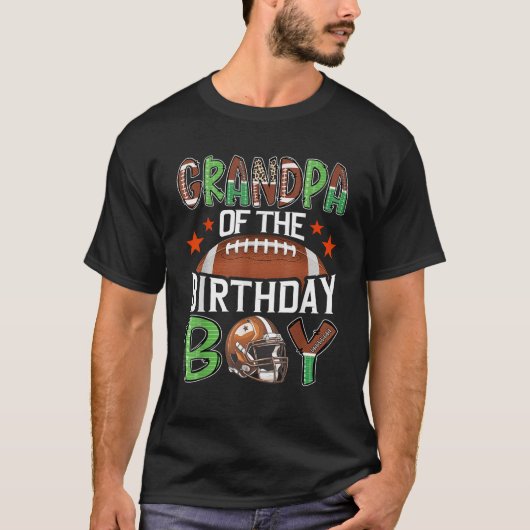Grandpa Of The Birthday Boy Game Day Football T-Shirt (Vorderseite)