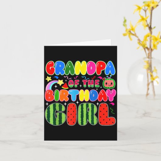 Grandpa Of The Birthday Girl Melon Family Matching Karte (Gelbe Blume)