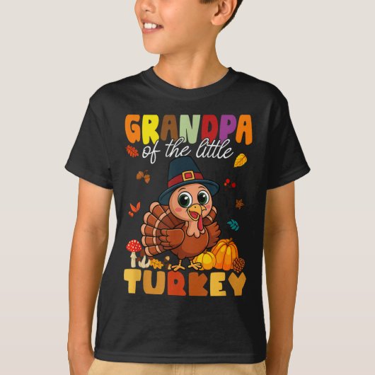 Grandpa Of The Little Turkey Thanksgiving Baby Sho T-Shirt (Vorderseite)