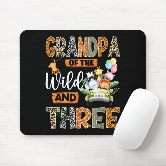 Grandpa Of The Wild And Three 3rd Birthday Boy Saf Mousepad (Mit Mouse)