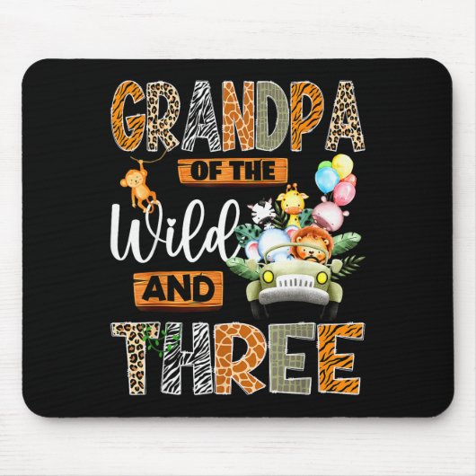 Grandpa Of The Wild And Three 3rd Birthday Boy Saf Mousepad (Vorne)