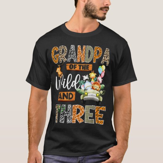 Grandpa Of The Wild And Three 3rd Birthday Boy Saf T-Shirt (Vorderseite)