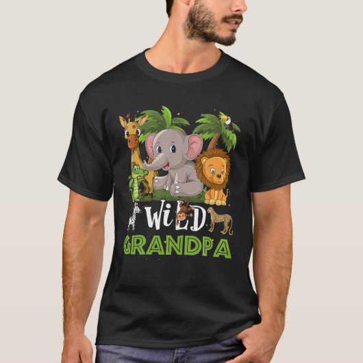 Grandpa Of The Wild Zoo Birthday Safari Jungle Ani T-Shirt (Vorderseite)