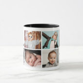Grandpa Photo Collage Grandkids Names Script Heart Tasse (Zentrum)