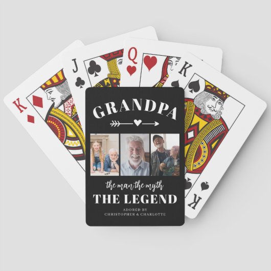 Grandpa Photo Collage Modern Keepsake Gift Spielkarten (Rückseite)