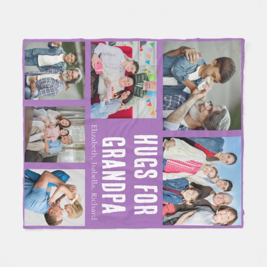 Grandpa Photo Custom Throw Keepsake Gift Fleecedecke (Vorderseite (Horizontal))