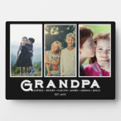 Grandpa Plaque – Custom Names & 3 Photo Collage Fotoplatte (Vorderseite)