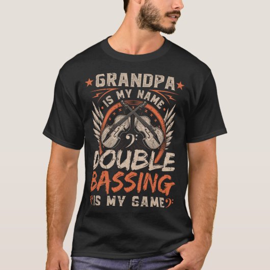 Grandpa Retro Großvater Doppel-Bas T-Shirt (Vorderseite)