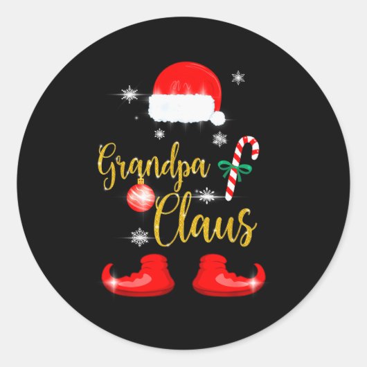 Grandpa Santa Claus Funny Family Christmas Pjs For Runder Aufkleber (Vorderseite)