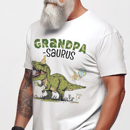 Grandpa-Saurus Funny Dinosaur Kindergeburtstag Par T-Shirt