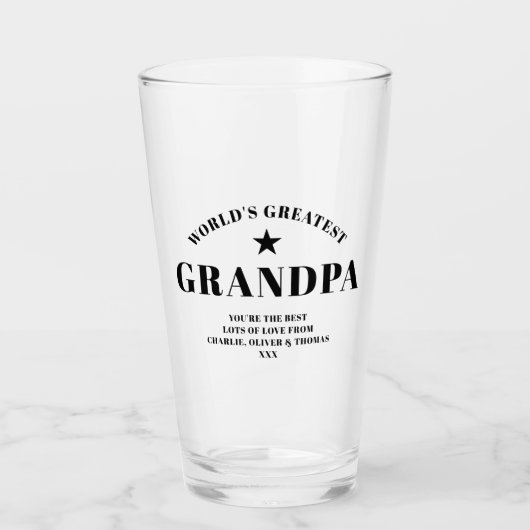 GRANDPA-Schwarzer Personalisierter Pint Glas (Vorderseite)