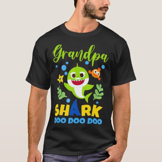 Grandpa Shark-Geschenk Niedliche Hai-Familie T-Shirt (Vorderseite)